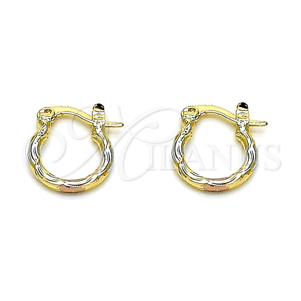 Argolla Pequeña 02.96.0080.2.12 Oro Laminado, Diamantado, Tres Tonos