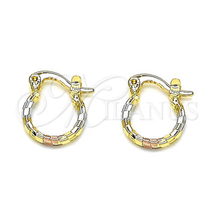 Argolla Pequeña 02.96.0087.2.12 Oro Laminado, Diamantado, Tres Tonos