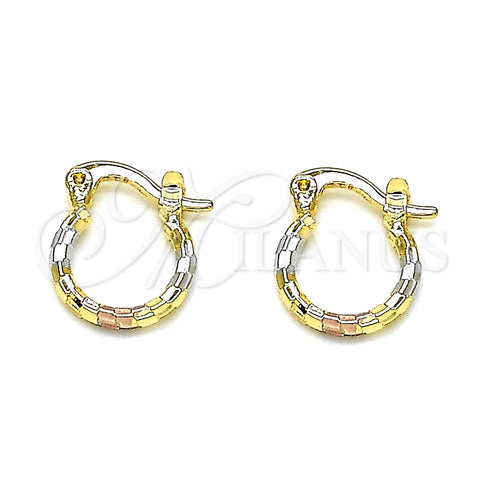 Argolla Pequeña 02.96.0087.2.12 Oro Laminado, Diamantado, Tres Tonos