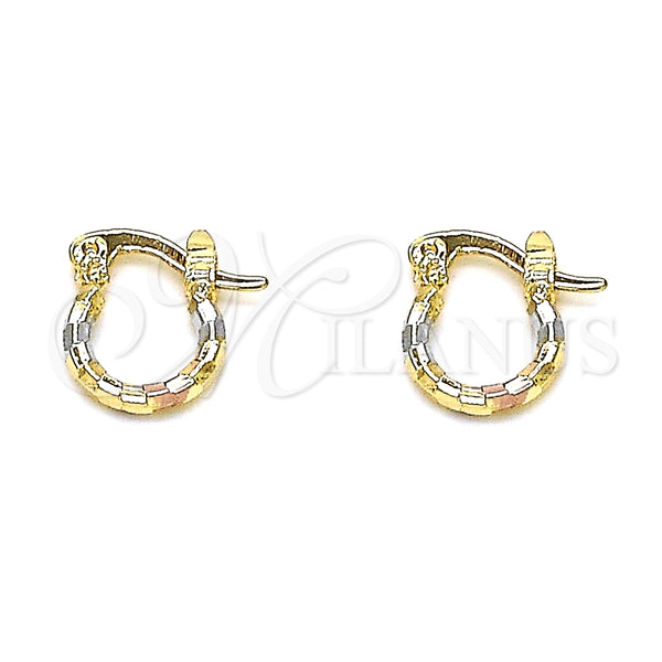 Argolla Pequeña 02.96.0087.2.10 Oro Laminado, Diamantado, Tres Tonos