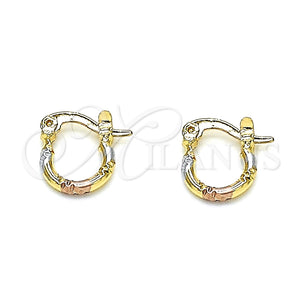 Argolla Pequeña 02.96.0088.2.10 Oro Laminado, Diamantado, Tres Tonos