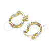 Argolla Pequeña 02.96.0088.2.12 Oro Laminado, Diamantado, Tres Tonos