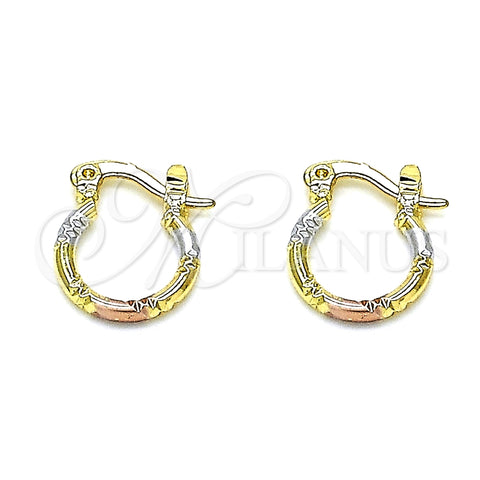 Argolla Pequeña 02.96.0088.2.12 Oro Laminado, Diamantado, Tres Tonos