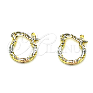 Argolla Pequeña 02.96.0084.2.12 Oro Laminado, Diamantado, Tres Tonos