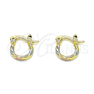 Argolla Pequeña 02.96.0084.2.10 Oro Laminado, Diamantado, Tres Tonos