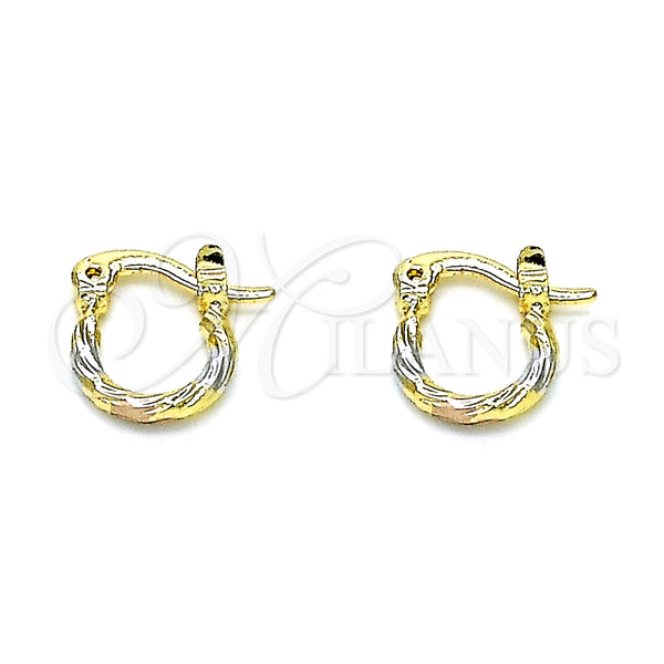 Argolla Pequeña 02.96.0084.2.10 Oro Laminado, Diamantado, Tres Tonos