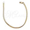 Tobillera Básica 04.319.0012.10 Oro Laminado, Pulido, Tono Dorado (Calibre 0.80, Grosor 03.8 MM, 10 Pulgadas de Largo)
