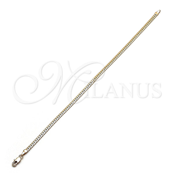 Tobillera Básica 04.319.0012.10 Oro Laminado, Pulido, Tono Dorado (Calibre 0.80, Grosor 03.8 MM, 10 Pulgadas de Largo)