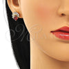 Arete Dormilona 02.387.0018.2 Oro Laminado, Diseño de Baguette, con Granate and Blanca Zirconia Cubica, Pulido, Tono Dorado
