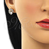 Arete Dormilona 02.387.0018.5 Oro Laminado, Diseño de Baguette, con Blanca Zirconia Cubica, Pulido, Tono Dorado