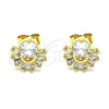 Arete Dormilona 02.387.0018.5 Oro Laminado, Diseño de Baguette, con Blanca Zirconia Cubica, Pulido, Tono Dorado