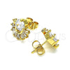 Arete Dormilona 02.387.0018.5 Oro Laminado, Diseño de Baguette, con Blanca Zirconia Cubica, Pulido, Tono Dorado