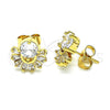Arete Dormilona 02.387.0018.5 Oro Laminado, Diseño de Baguette, con Blanca Zirconia Cubica, Pulido, Tono Dorado
