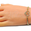 Pulsera Elegante 03.381.0044.08 Oro Laminado, Diseño de Mama y Corazón, con Blanca Micro Pave, Pulido, Tono Dorado (04 MM Thickness, 8 Inches Length)