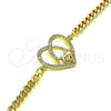 Pulsera Elegante 03.381.0044.08 Oro Laminado, Diseño de Mama y Corazón, con Blanca Micro Pave, Pulido, Tono Dorado (04 MM Thickness, 8 Inches Length)