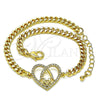 Pulsera Elegante 03.381.0044.08 Oro Laminado, Diseño de Mama y Corazón, con Blanca Micro Pave, Pulido, Tono Dorado (04 MM Thickness, 8 Inches Length)