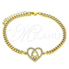 Pulsera Elegante 03.381.0044.08 Oro Laminado, Diseño de Mama y Corazón, con Blanca Micro Pave, Pulido, Tono Dorado (04 MM Thickness, 8 Inches Length)
