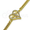 Pulsera Elegante 03.381.0045.08 Oro Laminado, Diseño de Mama y Niñita Pequeña, con Blanca Micro Pave, Pulido, Tono Dorado (04 MM Thickness, 8 Inches Length)