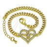 Pulsera Elegante 03.381.0045.08 Oro Laminado, Diseño de Mama y Niñita Pequeña, con Blanca Micro Pave, Pulido, Tono Dorado (04 MM Thickness, 8 Inches Length)