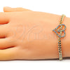 Pulsera Elegante 03.381.0045.1.08 Oro Laminado, Diseño de Mama y Niñita Pequeña, con Multicolor Micro Pave, Pulido, Tono Dorado (04 MM Thickness, 8 Inches Length)