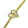 Pulsera Elegante 03.381.0045.1.08 Oro Laminado, Diseño de Mama y Niñita Pequeña, con Multicolor Micro Pave, Pulido, Tono Dorado (04 MM Thickness, 8 Inches Length)