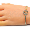 Pulsera Elegante 03.381.0047.08 Oro Laminado, Diseño de Mama y Mariposa, con Multicolor Micro Pave, Pulido, Tono Dorado (04 MM Thickness, 8 Inches Length)