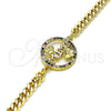 Pulsera Elegante 03.381.0047.08 Oro Laminado, Diseño de Mama y Mariposa, con Multicolor Micro Pave, Pulido, Tono Dorado (04 MM Thickness, 8 Inches Length)