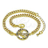 Pulsera Elegante 03.381.0047.08 Oro Laminado, Diseño de Mama y Mariposa, con Multicolor Micro Pave, Pulido, Tono Dorado (04 MM Thickness, 8 Inches Length)
