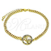 Pulsera Elegante 03.381.0047.08 Oro Laminado, Diseño de Mama y Mariposa, con Multicolor Micro Pave, Pulido, Tono Dorado (04 MM Thickness, 8 Inches Length)