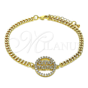 Pulsera Elegante 03.381.0050.08 Oro Laminado, Diseño de Mama, con Blanca Micro Pave, Pulido, Tono Dorado (04 MM Thickness, 8 Inches Length)