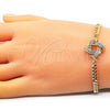 Pulsera Elegante 03.156.0025.08 Oro Laminado, Diseño de Nudo, con Blanca Micro Pave, Pulido, Tono Dorado (04 MM Thickness, 8 Inches Length)