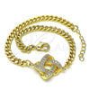 Pulsera Elegante 03.156.0025.08 Oro Laminado, Diseño de Nudo, con Blanca Micro Pave, Pulido, Tono Dorado (04 MM Thickness, 8 Inches Length)