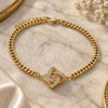 Pulsera Elegante 03.156.0025.08 Oro Laminado, Diseño de Nudo, con Micro Pave Blanca, Pulido, Tono Dorado (Grosor 04 MM, 8 Pulgadas de Largo)