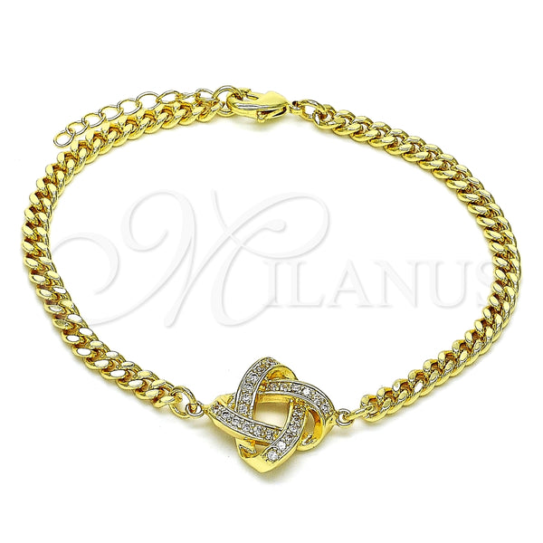 Pulsera Elegante 03.156.0025.08 Oro Laminado, Diseño de Nudo, con Blanca Micro Pave, Pulido, Tono Dorado (04 MM Thickness, 8 Inches Length)