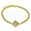 Pulsera Elegante 03.156.0025.08 Oro Laminado, Diseño de Nudo, con Blanca Micro Pave, Pulido, Tono Dorado (04 MM Thickness, 8 Inches Length)