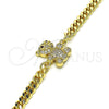 Pulsera Elegante 03.156.0026.08 Oro Laminado, Diseño de Osito, con Blanca Micro Pave, Pulido, Tono Dorado (04 MM Thickness, 8 Inches Length)
