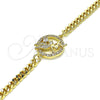 Pulsera Elegante 03.156.0027.08 Oro Laminado, Diseño de Angel, con Blanca Micro Pave and Blanca Zirconia Cubica, Pulido, Tono Dorado (04 MM Thickness, 8 Inches Length)