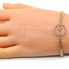 Pulsera Elegante 03.156.0028.08 Oro Laminado, Diseño de Corazón, con Blanca Micro Pave, Pulido, Tono Dorado (04 MM Thickness, 8 Inches Length)
