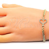 Pulsera Elegante 03.156.0029.08 Oro Laminado, Diseño de Corazón, con Blanca Micro Pave, Pulido, Tono Dorado (04 MM Thickness, 8 Inches Length)