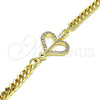 Pulsera Elegante 03.156.0029.08 Oro Laminado, Diseño de Corazón, con Blanca Micro Pave, Pulido, Tono Dorado (04 MM Thickness, 8 Inches Length)
