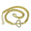 Pulsera Elegante 03.156.0029.08 Oro Laminado, Diseño de Corazón, con Blanca Micro Pave, Pulido, Tono Dorado (04 MM Thickness, 8 Inches Length)