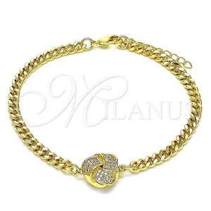 Pulsera Elegante 03.156.0030.08 Oro Laminado, Diseño de Nudo, con Blanca Micro Pave, Pulido, Tono Dorado (04 MM Thickness, 8 Inches Length)