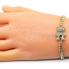 Pulsera Elegante 03.156.0032.08 Oro Laminado, Diseño de Osito, con Blanca and Negro Micro Pave, Pulido, Tono Dorado (04 MM Thickness, 8 Inches Length)