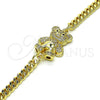 Pulsera Elegante 03.156.0032.08 Oro Laminado, Diseño de Osito, con Blanca and Negro Micro Pave, Pulido, Tono Dorado (04 MM Thickness, 8 Inches Length)