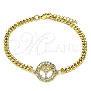 Pulsera Elegante 03.156.0033.08 Oro Laminado, con Blanca Micro Pave, Pulido, Tono Dorado (04 MM Thickness, 8 Inches Length)
