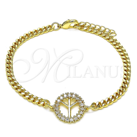 Pulsera Elegante 03.156.0033.08 Oro Laminado, con Blanca Micro Pave, Pulido, Tono Dorado (04 MM Thickness, 8 Inches Length)
