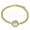 Pulsera Elegante 03.156.0033.08 Oro Laminado, con Blanca Micro Pave, Pulido, Tono Dorado (04 MM Thickness, 8 Inches Length)