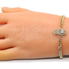 Pulsera Elegante 03.156.0034.08 Oro Laminado, Diseño de Mano de Dios, con Blanca Zirconia Cubica and Blanca Micro Pave, Pulido, Tono Dorado (04 MM Thickness, 8 Inches Length)
