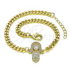 Pulsera Elegante 03.156.0034.08 Oro Laminado, Diseño de Mano de Dios, con Blanca Zirconia Cubica and Blanca Micro Pave, Pulido, Tono Dorado (04 MM Thickness, 8 Inches Length)