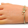 Pulsera Elegante 03.156.0035.08 Oro Laminado, Diseño de Osito, con Negro Micro Pave, Pulido, Tono Dorado (04 MM Thickness, 8 Inches Length)